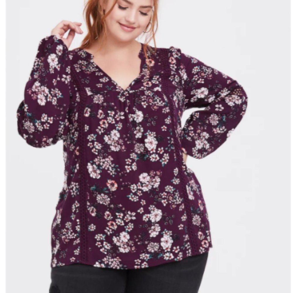 Torrid Purple Flowered Blouse